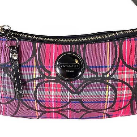 🎉HP🎉COACH Plaid Purse w/Leather Strap - Picture 5 of 9